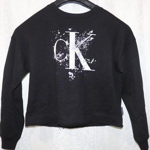 CALVIN KLEIN JEANS WOMEN'S BLACK SWEATSHIRT FLEECE-LINED INSIDE LOGO (SMALL) NW